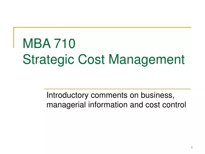 mba 710 strategic cost management