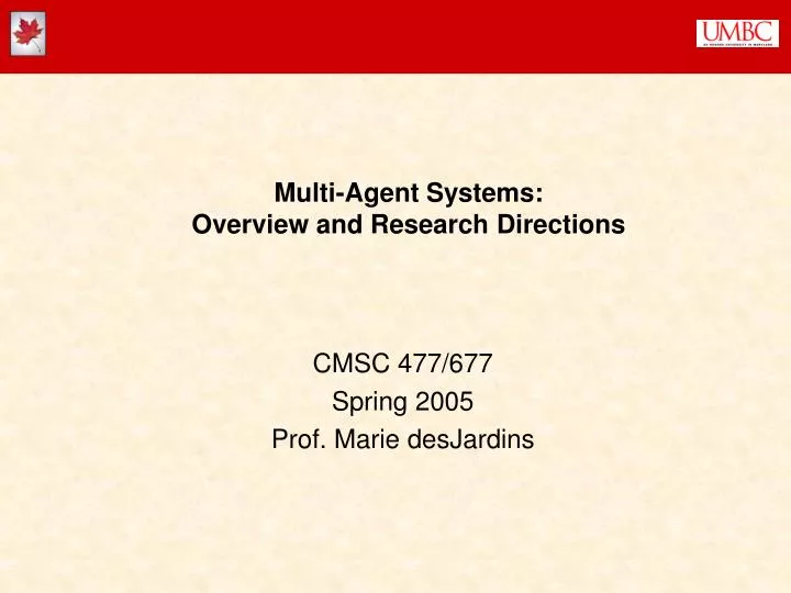 multi agent systems overview and research directions