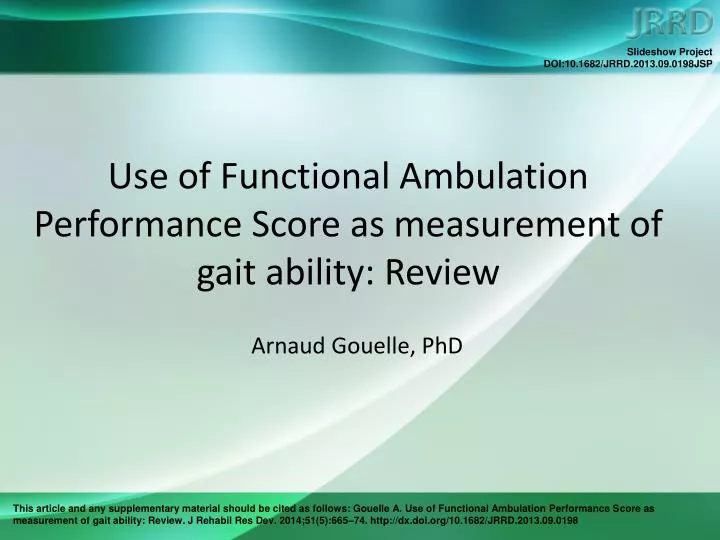 use of functional ambulation performance score as measurement of gait ability review