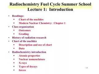 Radiochemistry Fuel Cycle Summer School Lecture 1: Introduction