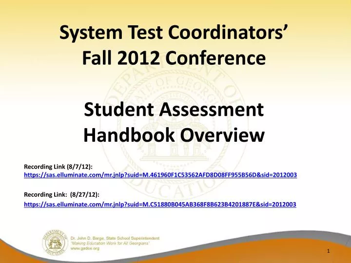 system test coordinators fall 2012 conference student assessment handbook overview