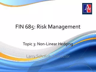 FIN 685: Risk Management