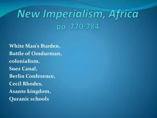 New Imperialism, Africa pp. 770-784