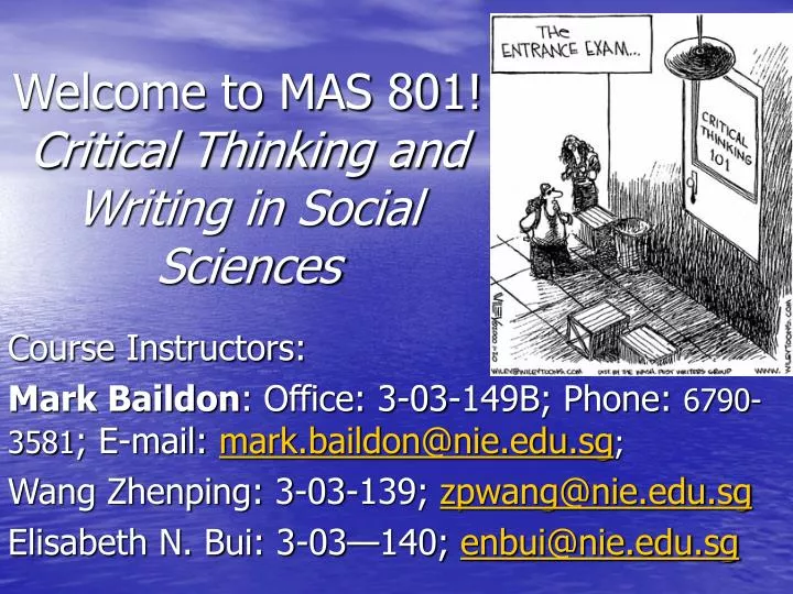 welcome to mas 801 critical thinking and writing in social sciences