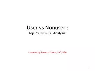 User vs Nonuser : Top 750 PD-360 Analysis :