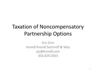 Taxation of Noncompensatory Partnership Options