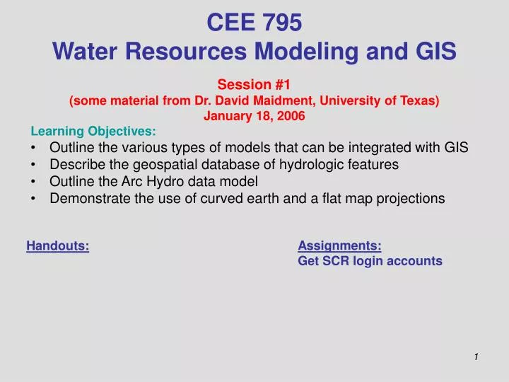 cee 795 water resources modeling and gis