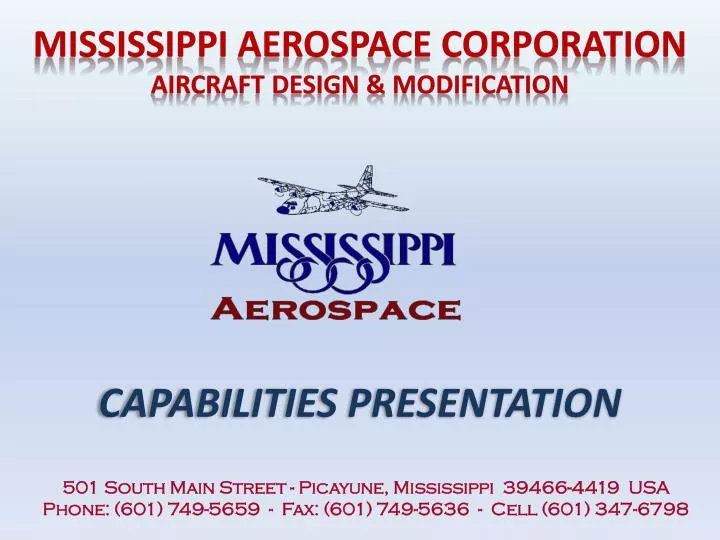 mississippi aerospace corporation aircraft design modification