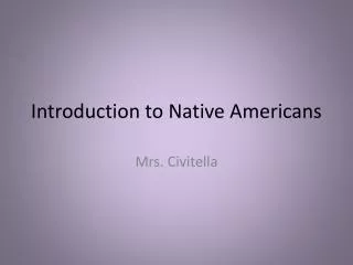 Introduction to Native Americans