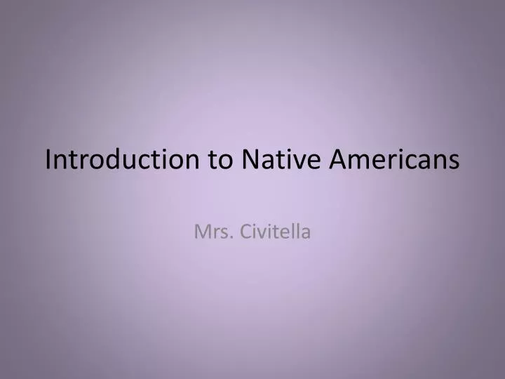 introduction to native americans