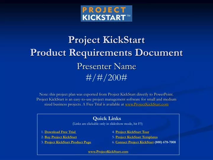 project kickstart product requirements document