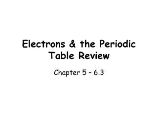 Electrons &amp; the Periodic Table Review