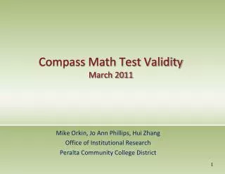 Compass Math Test Validity March 2011