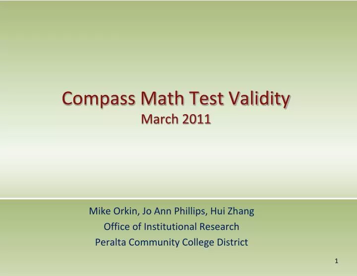 compass math test validity march 2011