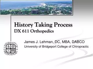 History Taking Process DX 611 Orthopedics