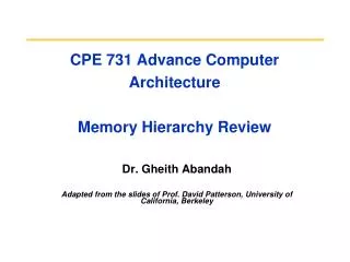 cpe 731 advance computer architecture memory hierarchy review
