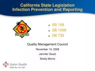 California State Legislation Infection Prevention and Reporting