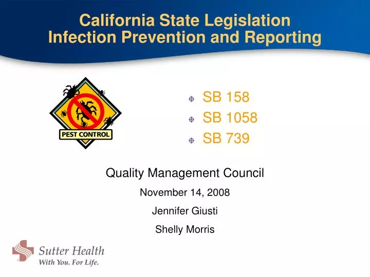 california state legislation infection prevention and reporting