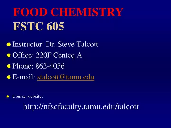 food chemistry fstc 605
