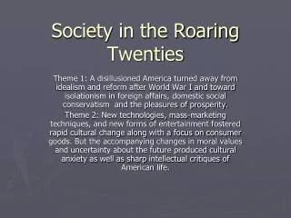 Society in the Roaring Twenties