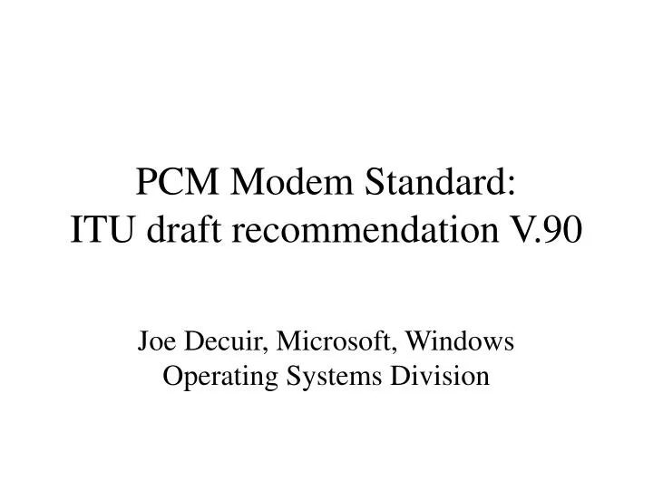 pcm modem standard itu draft recommendation v 90