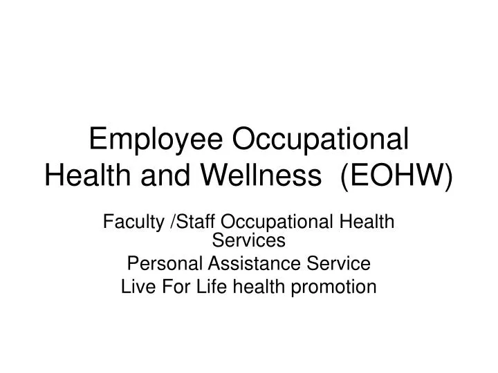 employee occupational health and wellness eohw