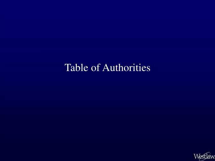 table of authorities