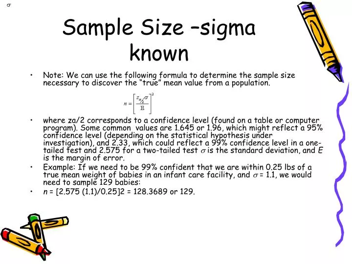 sample size sigma known