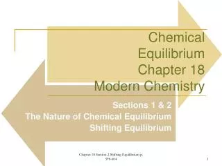 Chemical Equilibrium Chapter 18 Modern Chemistry