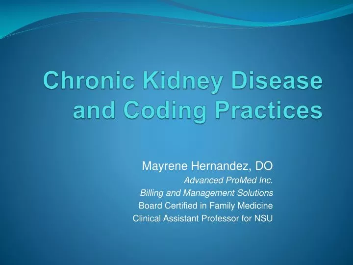 chronic kidney disease and coding practices