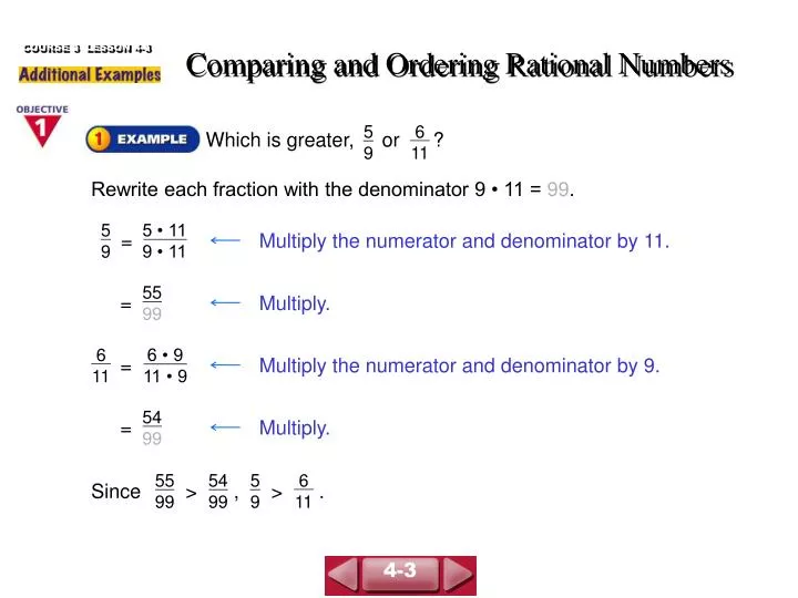 comparing and ordering rational numbers