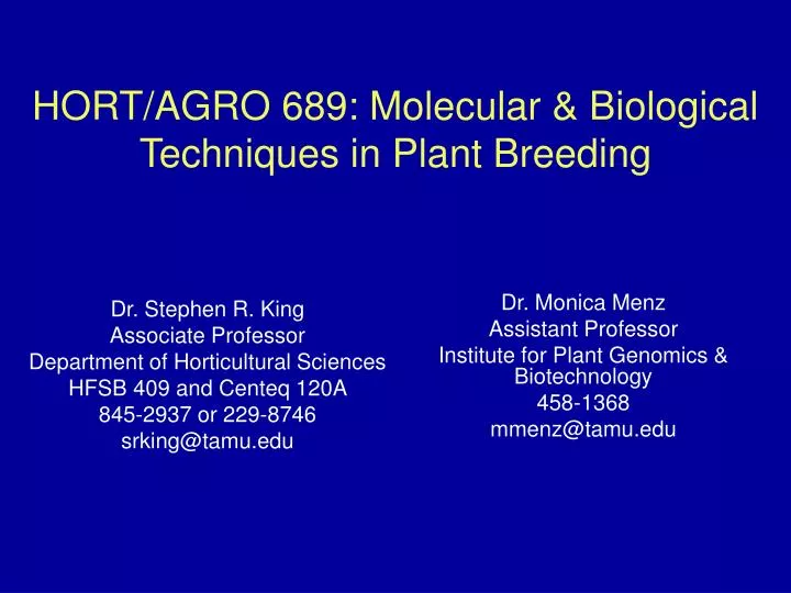 hort agro 689 molecular biological techniques in plant breeding