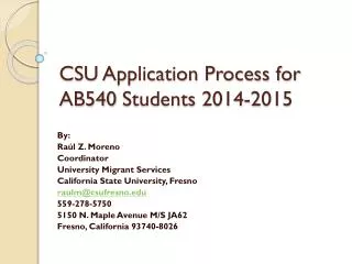 CSU Application Process for AB540 Students 2014-2015