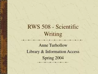 RWS 508 - Scientific Writing