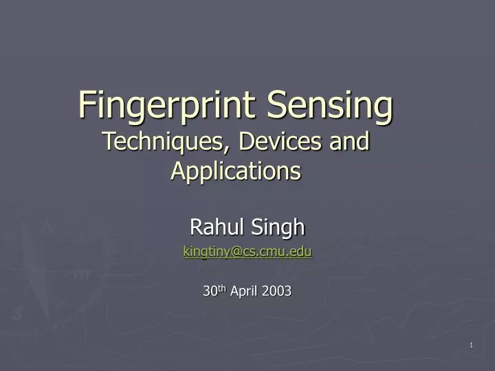 fingerprint sensing techniques devices and applications
