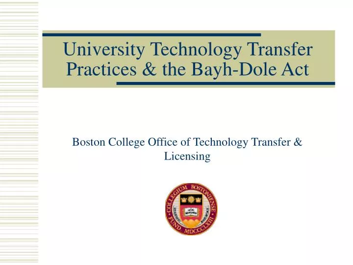 university technology transfer practices the bayh dole act
