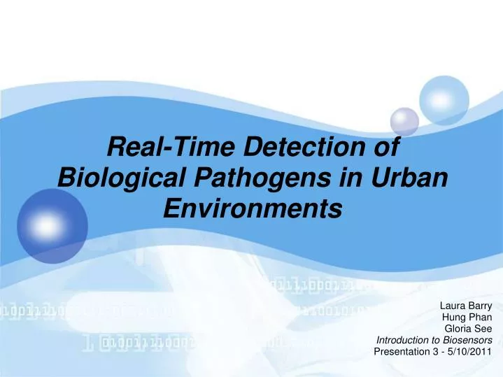 real time detection of biological pathogens in urban environments