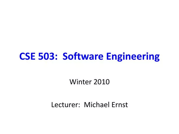 cse 503 software engineering