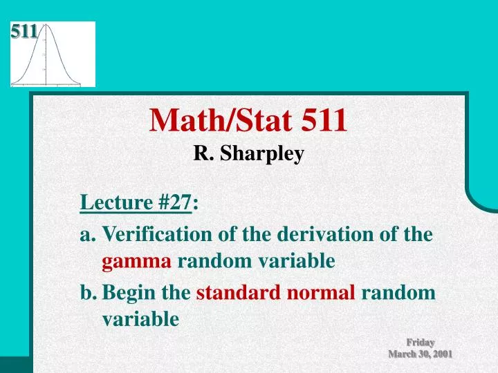 math stat 511 r sharpley