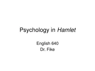 Psychology in Hamlet