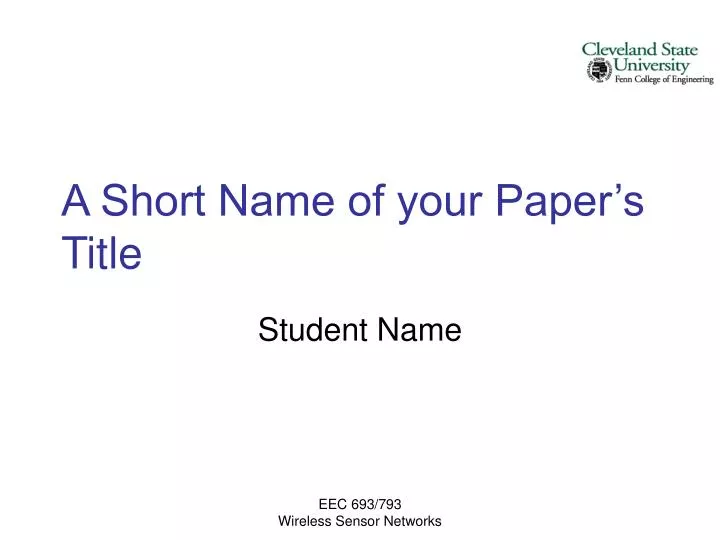 a short name of your paper s title