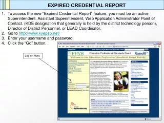 EXPIRED CREDENTIAL REPORT