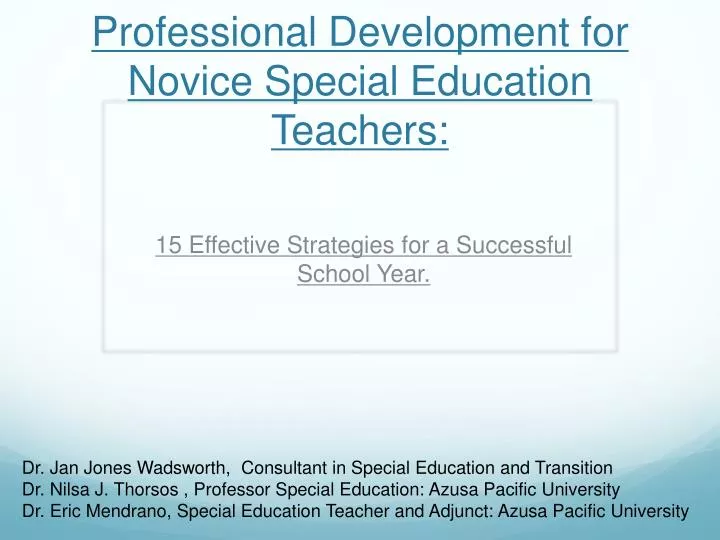professional development for novice special education teachers