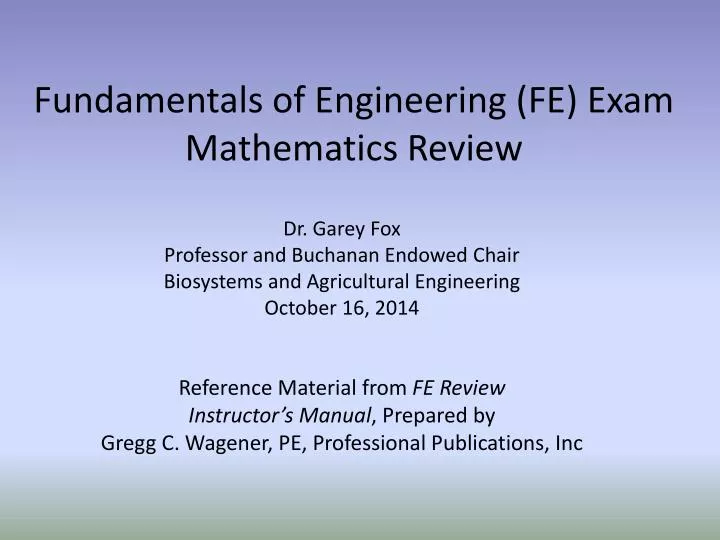 fundamentals of engineering fe exam mathematics review