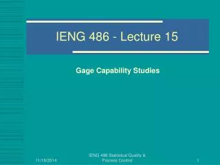 IENG 486 - Lecture 15