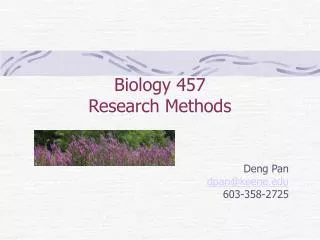 Biology 457 Research Methods