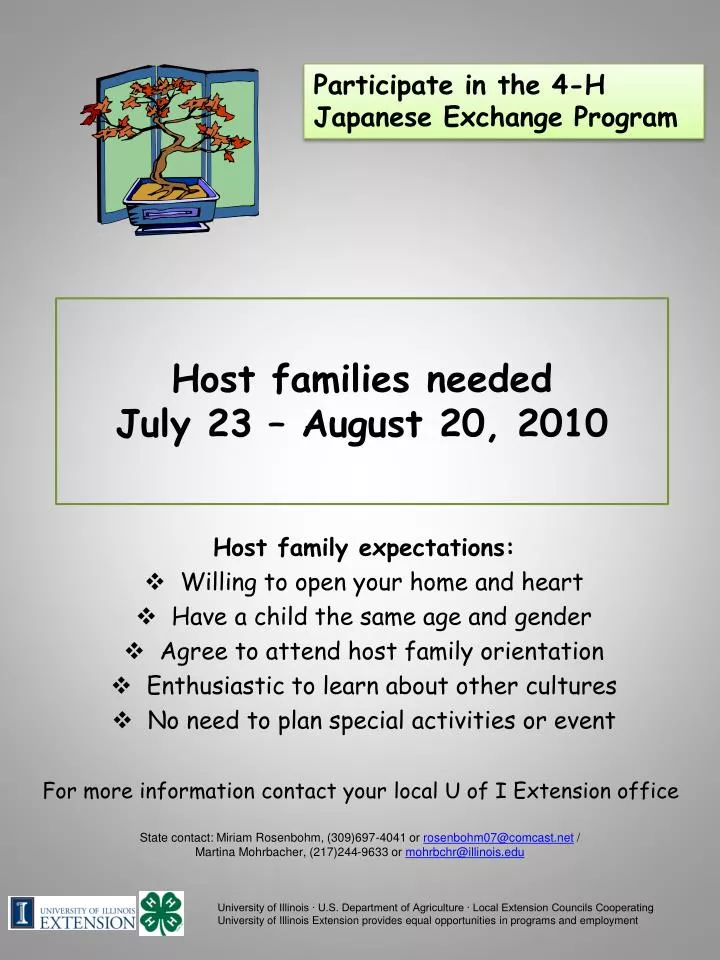 host families needed july 23 august 20 2010