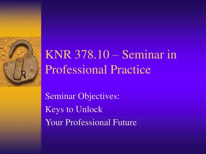 knr 378 10 seminar in professional practice