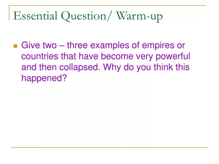 essential question warm up