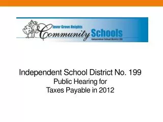 Independent School District No. 199 Public Hearing for Taxes Payable in 2012